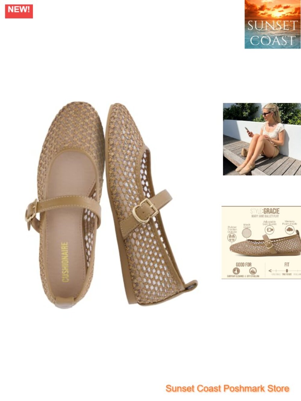 Mary Jane Flats Memory Foam Mesh Buckle Strap Ballet Comfort Shoe